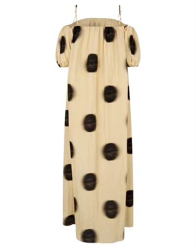 Stine Goya - Romantic Volume Strap Kjole - Dots In Motion
